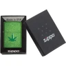 Zippo Classic Stamped Leaf 29662 — зелёная с рельефным листом